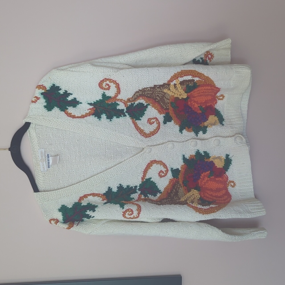 Vintage knitted by hand thanksgiving sweater size large